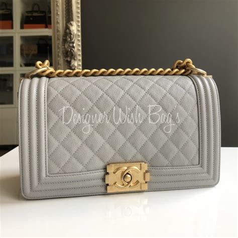 chanel boy gray caviar